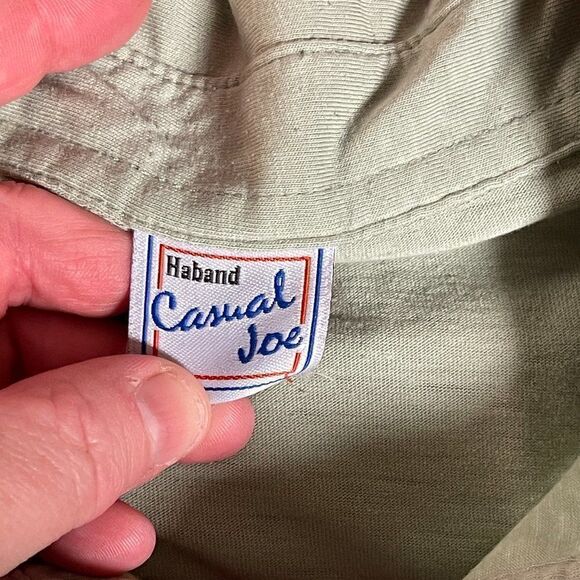 Vintage Haband Casual Joe Short Sleeve Bottom Banded Green Collared Shirt Large - Picture 8 of 8